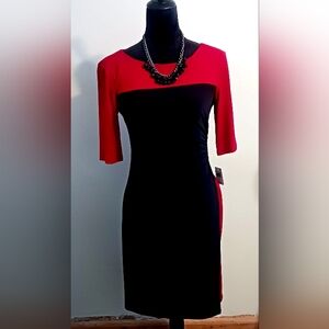 Elegant Red and Black Women's Dress by Connected Apparel - Size Medium